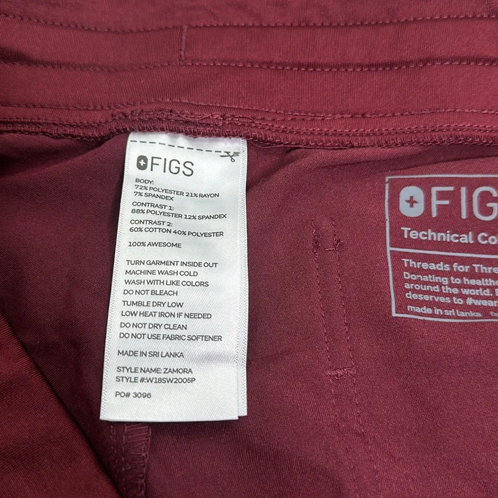 Figs technical scrub burgundy joggers size LP nursing - Picture 5 of 7